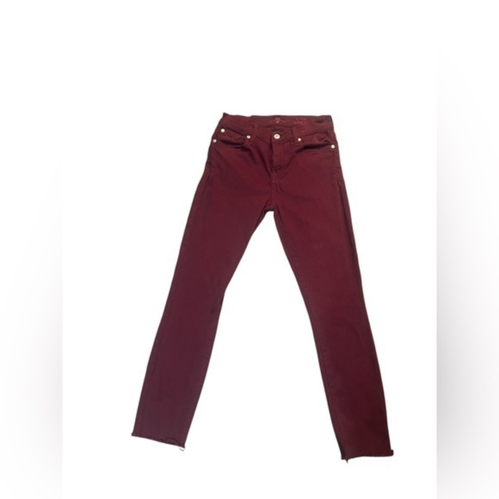 7 For All Mankind Burgundy Skinny Ankle Jeans Size 26